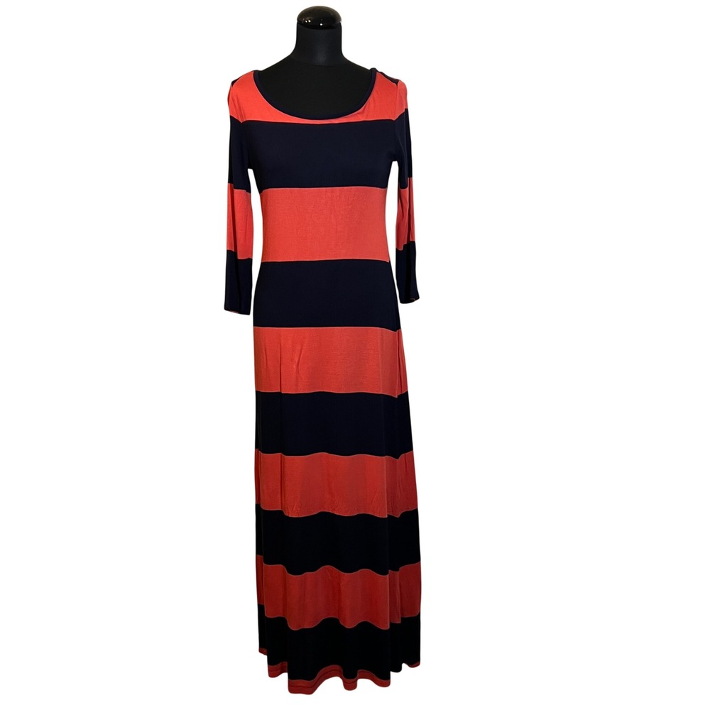 Gap Navy Coral Pink Striped Maxi Dress, Women's‎ Medium